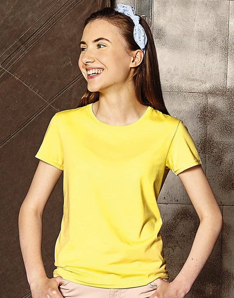 Korte-mouwen-T-shirt-geel-meisjes
